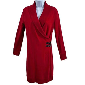 LRL Lauren Jeans Company XS Measures as 8 Dress Womens Red Long Sleeve Career